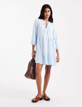Pale Blue Striped Smock Mini Dress – Vero Moda