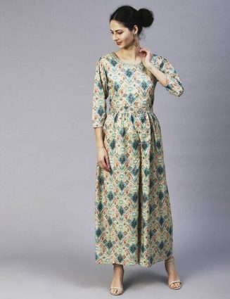 Tribal Print Jumpsuit with Waist Tie-Up – Ethnic Jumpsuits