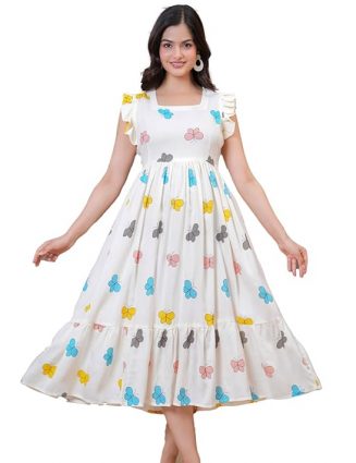 ROYALICA Women Pure Cotton Floral Chic Maxi Midi Dress