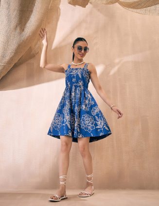 Boho Square Neck Floral Printed Fit and Flare Dress