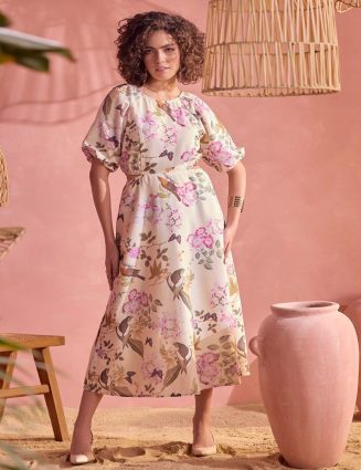 Floral Printed Fit & Flare Chic Midi Dress