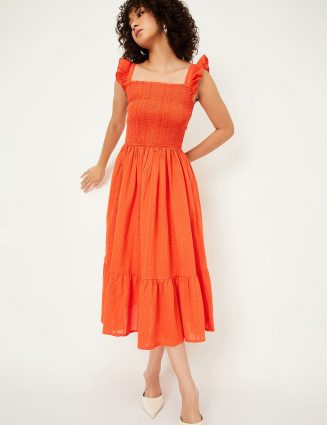 Flutter Sleeve Fit & Flare Chic Midi Dress